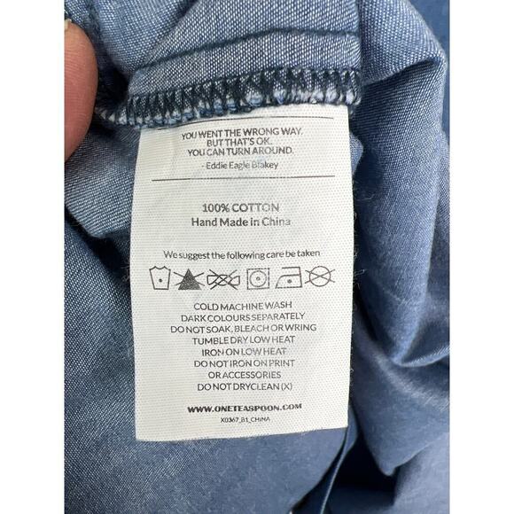 One Teaspoon Men's Django Western Shirt in Blue Ivy Size Large NWT - Picture 8 of 8